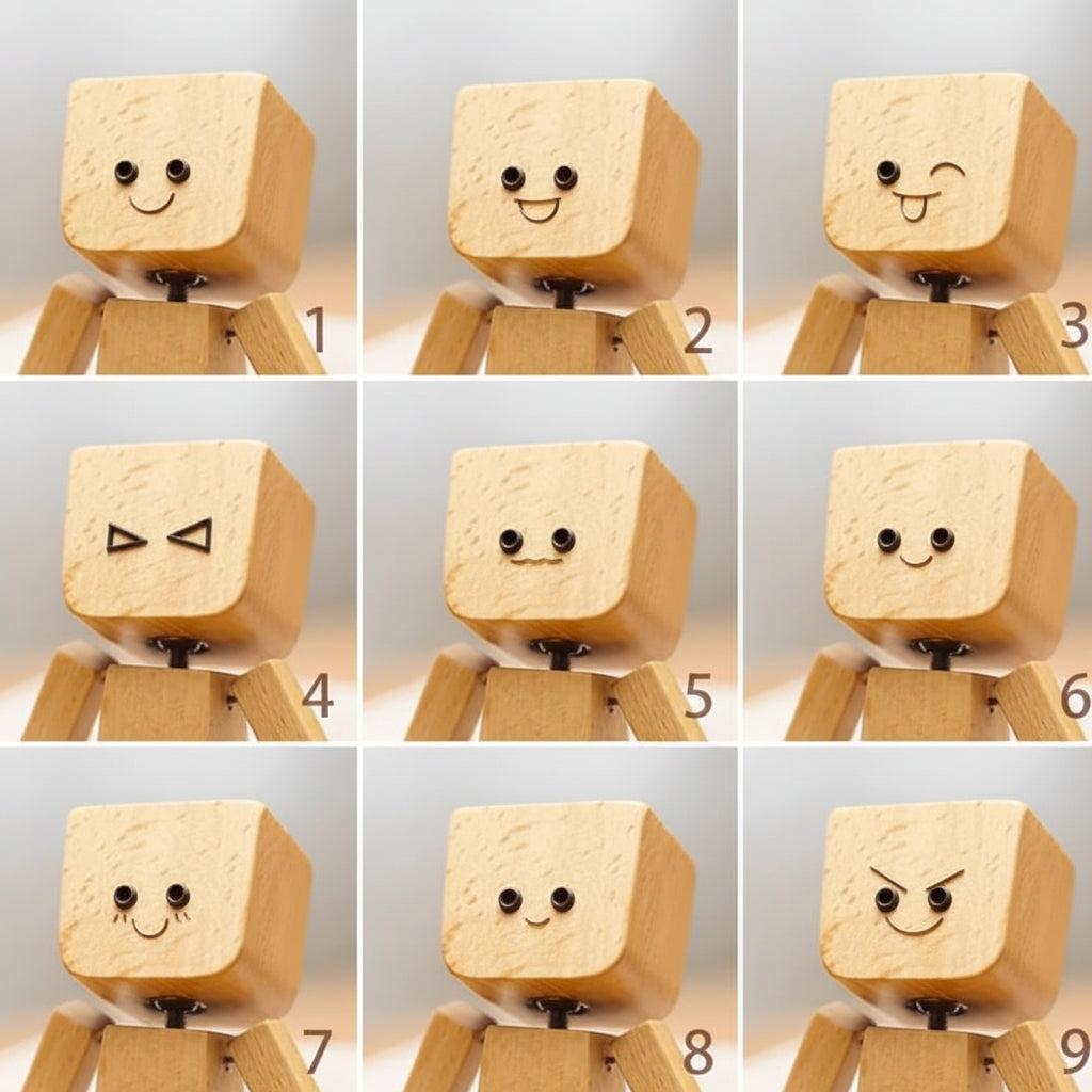 Figura de madera magnética para auto, decoración con expresión facial para tablero