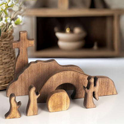 Easter Decorations Wooden Jesus Tomb Religious Display