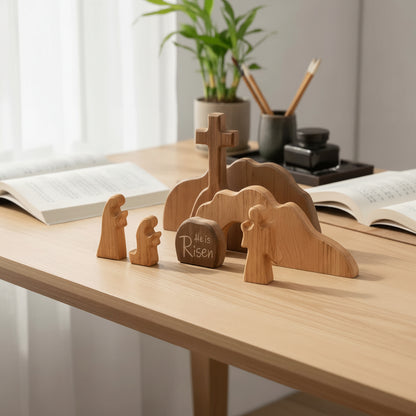 Easter Decorations Wooden Jesus Tomb Religious Display