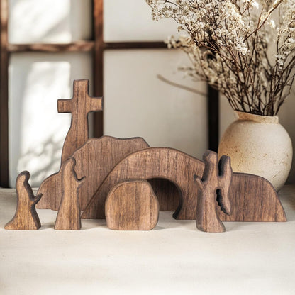 Easter Decorations Wooden Jesus Tomb Religious Display