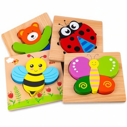Puzzle Bambini Legno Animali Set Educativo Gioco Creativo